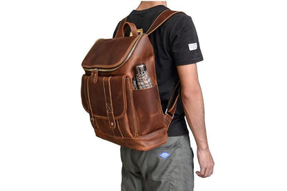 Brown Leather Briefcase Backpack Purse for Men