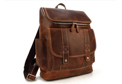 Brown Leather Briefcase Backpack Purse for Men