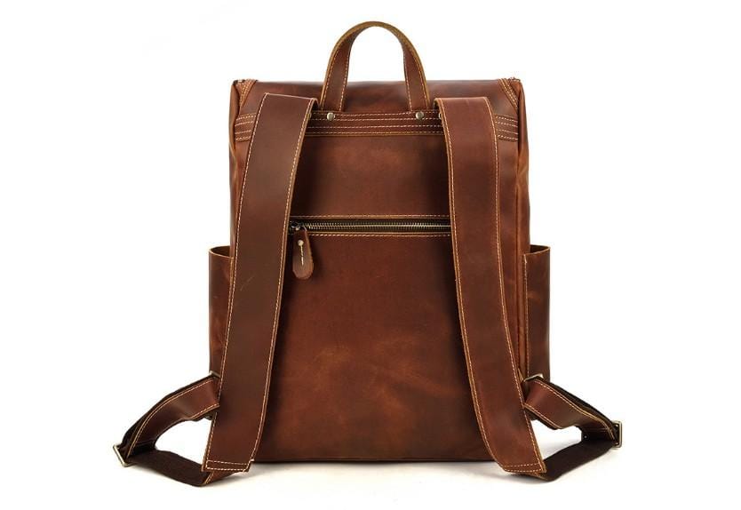 Brown Leather Briefcase Backpack Purse for Men