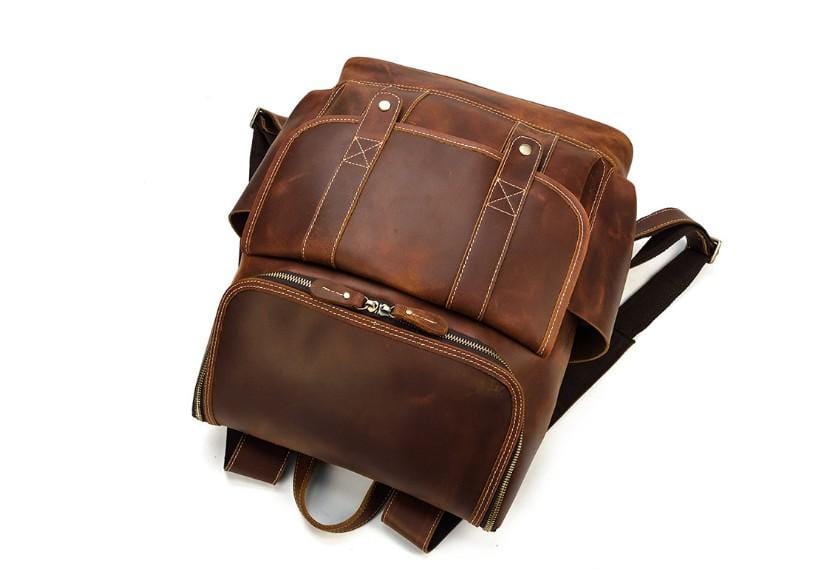 Brown Leather Briefcase Backpack Purse for Men
