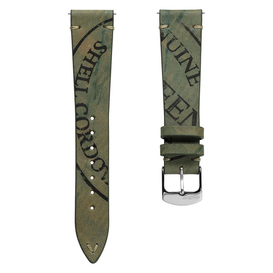 Newham Inverted Horween Shell Cordovan Watch Strap - Sage Green
