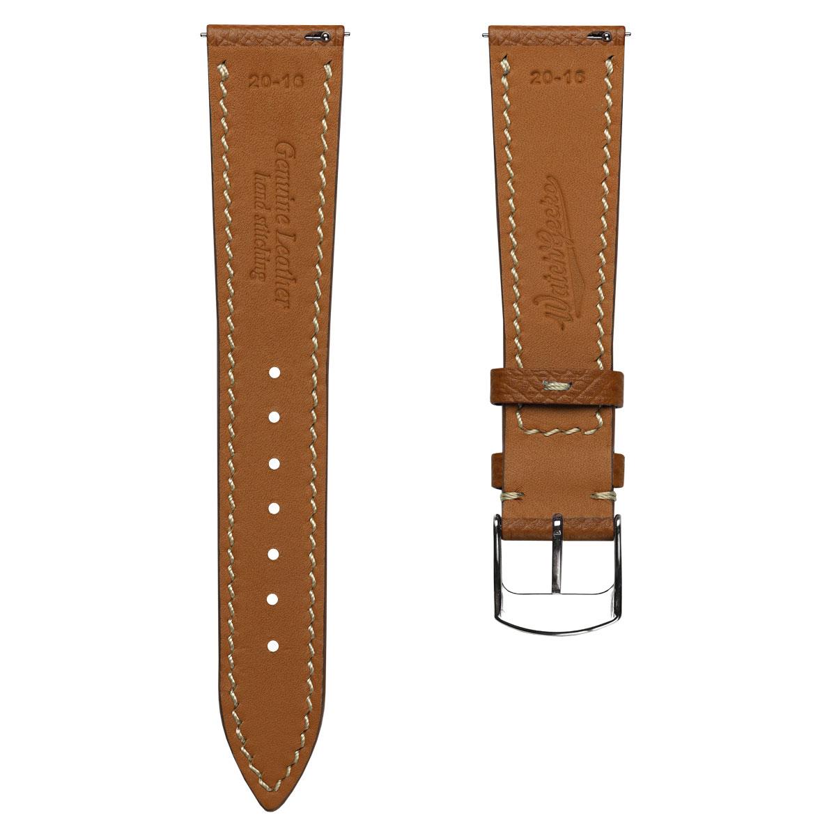 Hanley Textured Epsom Hand-Stitched Leather Watch Strap  - Tan