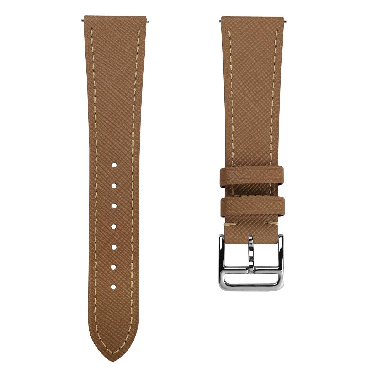 Brixham Saffiano Leather Watch Strap - Elegant Tan Accessory