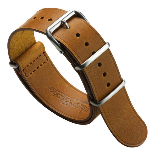 Cambridge Genuine Leather British Military Watch Strap - Light Brown