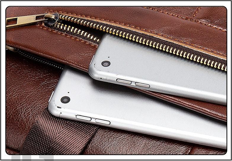 Womens Full Grain Leather Messenger bag Mens Handbag Satchel