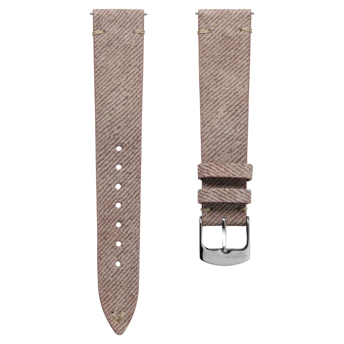 Arbour V-Stitch Denim & Genuine Leather Watch Strap with Quartz Pink Accent