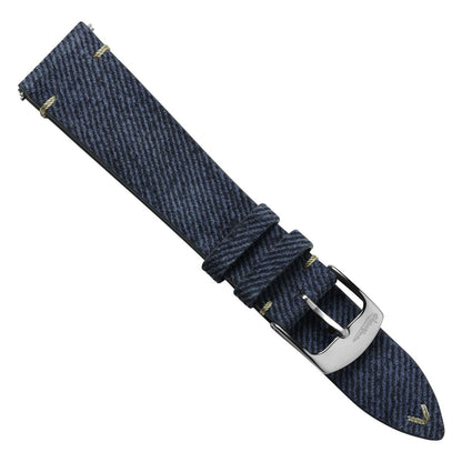Arbour V-Stitch Denim Design Echtes Leder Uhrenarmband - Marineblau