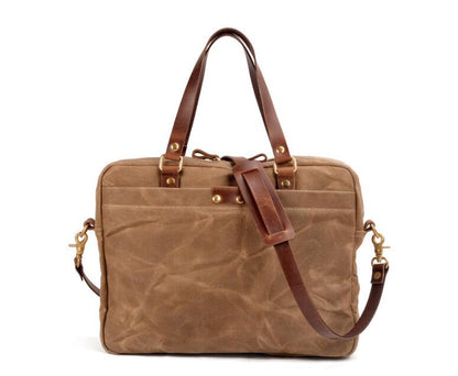 Grey Mens & Womens Canvas Leather Briefcase Bag