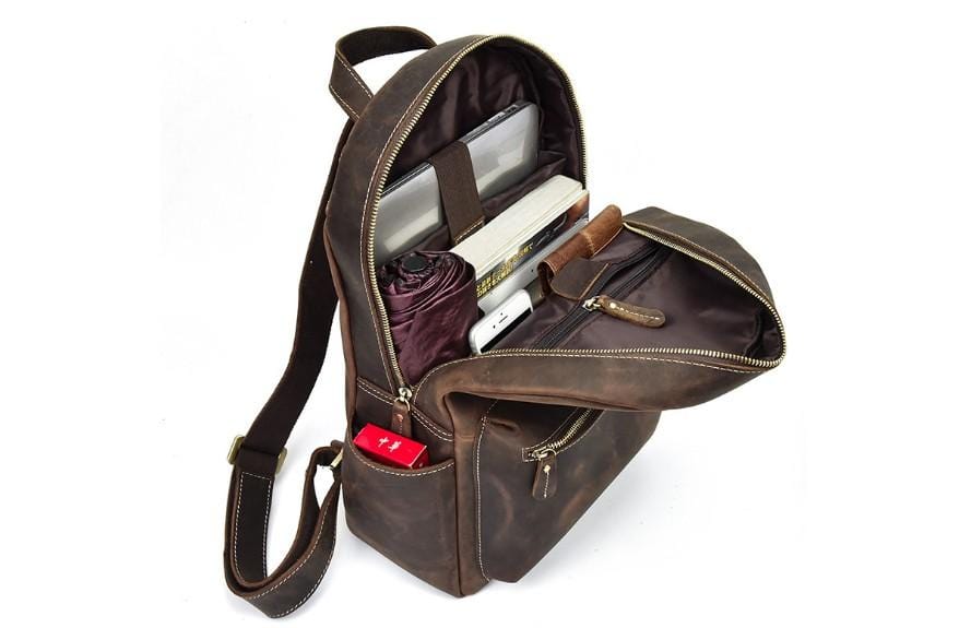 Womens Leather Laptop Backpack Mens Purse