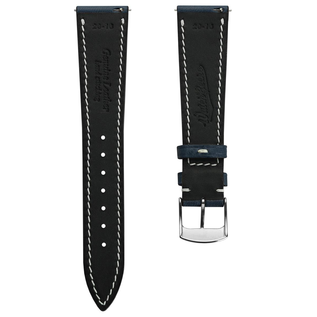 Genuine Horween Chromexcel® Hand-Stitched Watch Strap - Navy