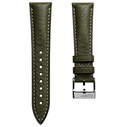 Original Highley Padded Minerva Italian Leather Watch Strap - Olive Green