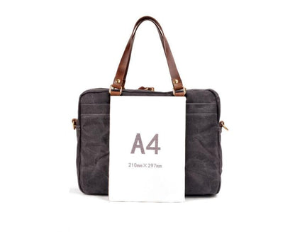 Grey Mens & Womens Canvas Leather Briefcase Bag