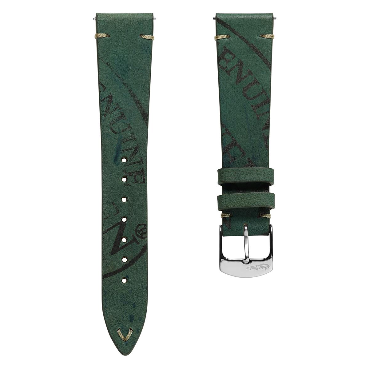 Newham Inverted Horween Shell Cordovan Watch Strap - Hunter Green