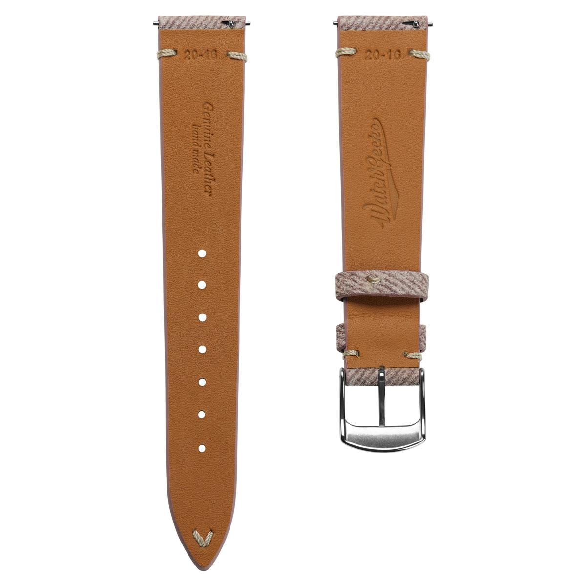 Arbour V-Stitch Denim & Genuine Leather Watch Strap with Quartz Pink Accent