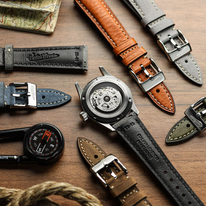 Original Highley Padded Denim Italian Leather Watch Strap - Brown