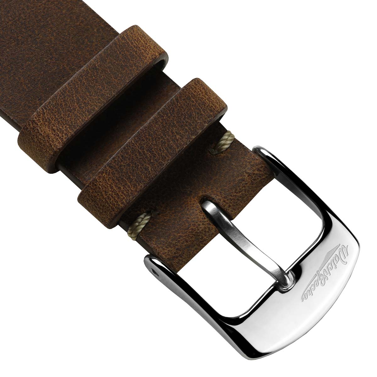 Crazy Horse V-Stitch Leather Watch Strap - Crazy Horse Light Brown