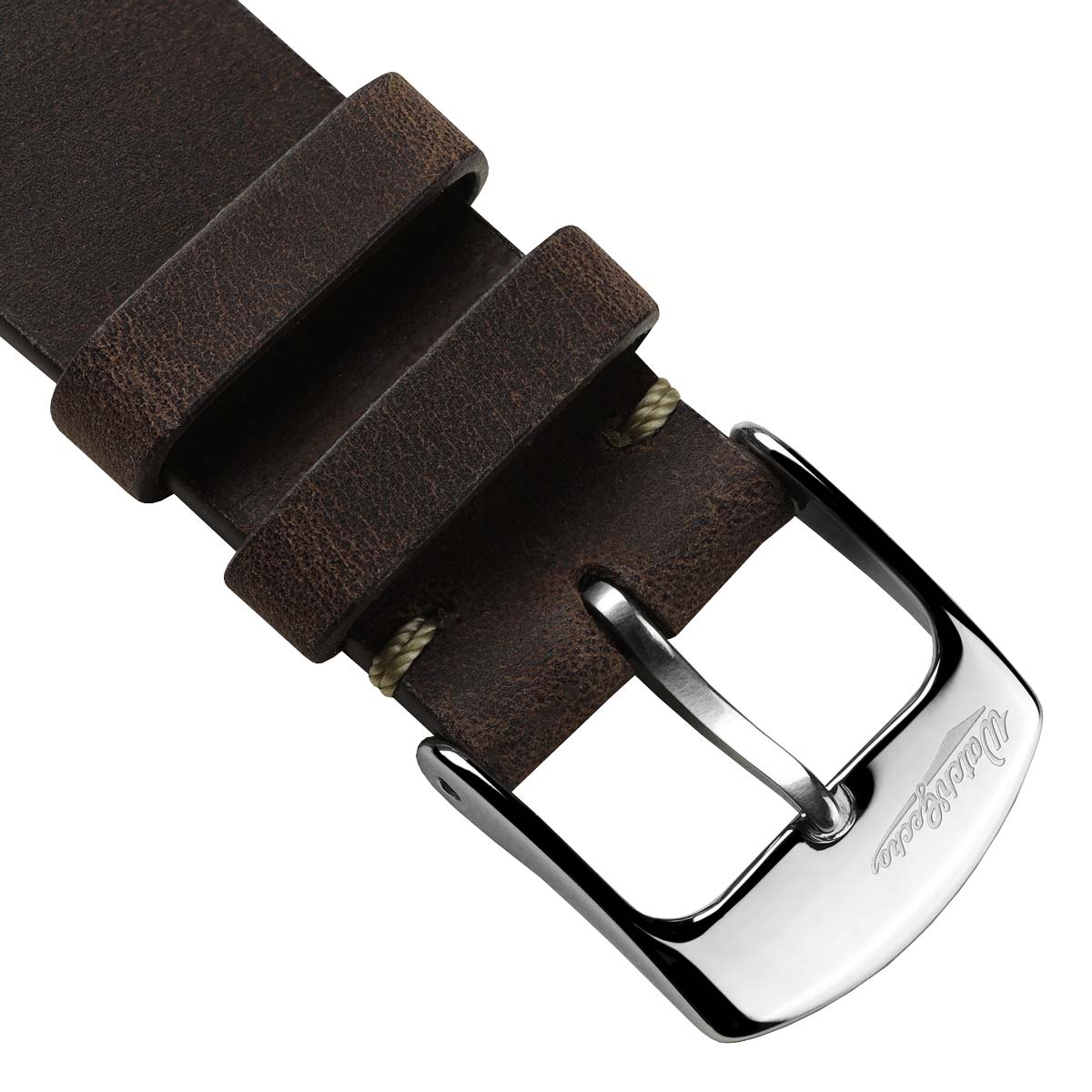 Crazy Horse V-Stitch Leather Watch Strap - Crazy Horse Dark Brown