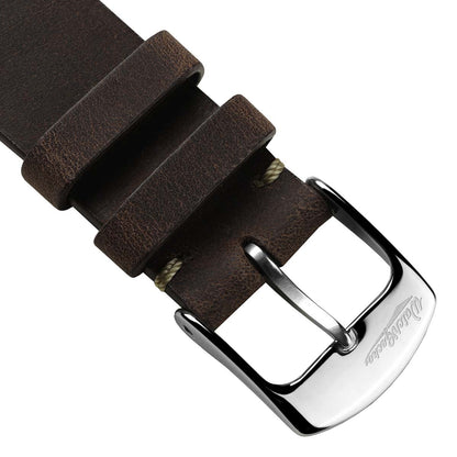 Crazy Horse V-Stitch Leather Watch Strap - Crazy Horse Dark Brown