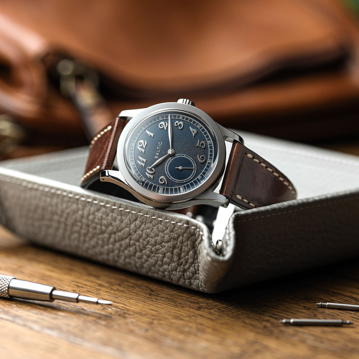 Flat Highley Genuine Leather Watch Strap - Chocolate Brown