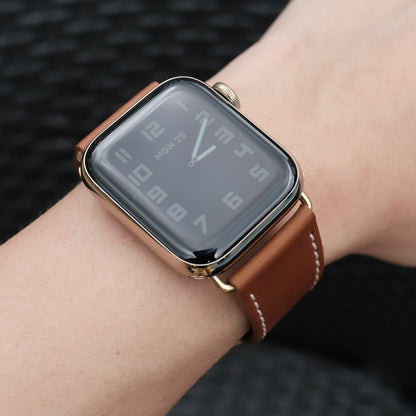 Bande en cuir de luxe pour Apple Watch - Élégance intemporelle en brun tan