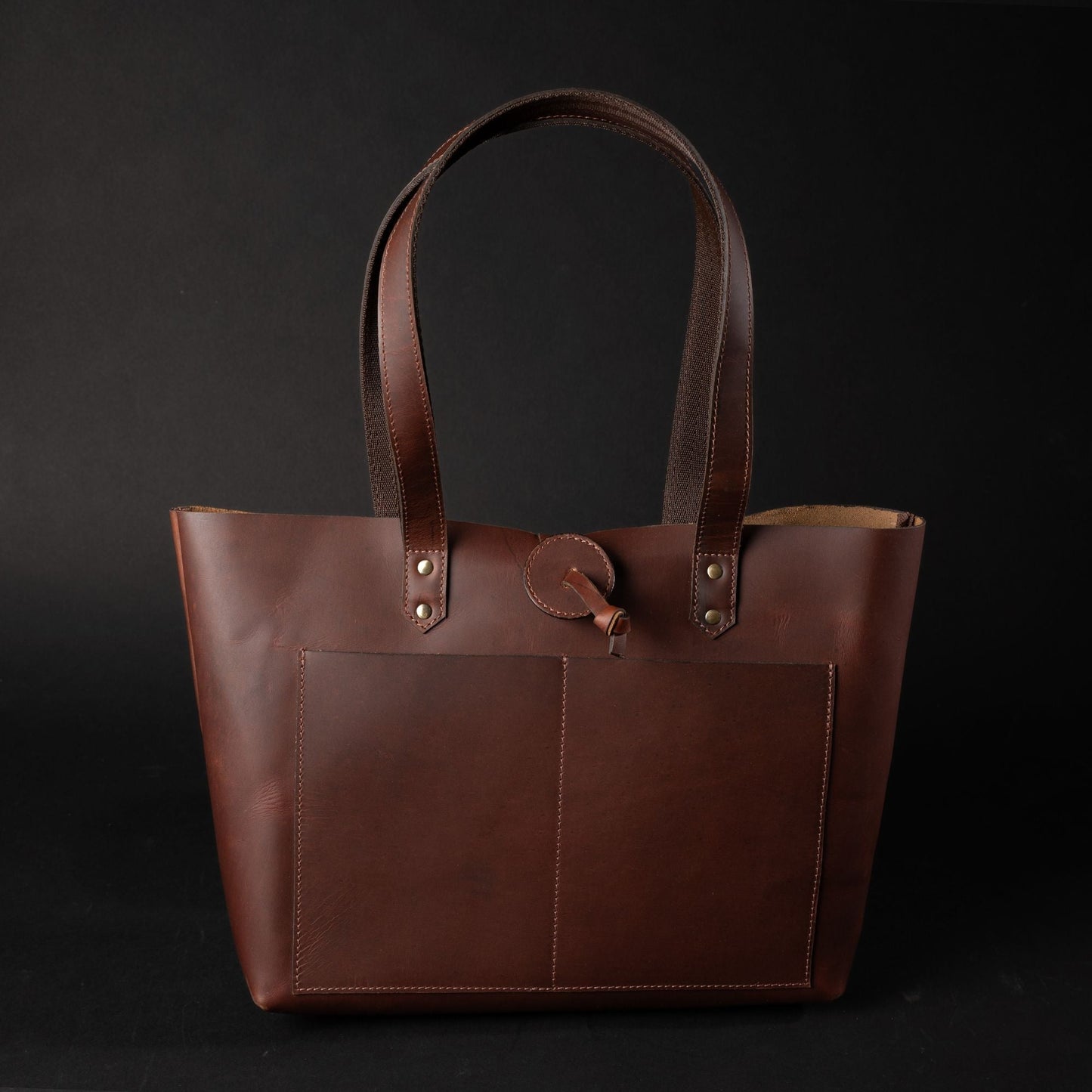 Tolredo - Brown Leather Tote Bag with Leather Closure