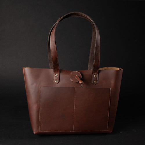 Tolredo - Brown Leather Tote Bag with Leather Closure