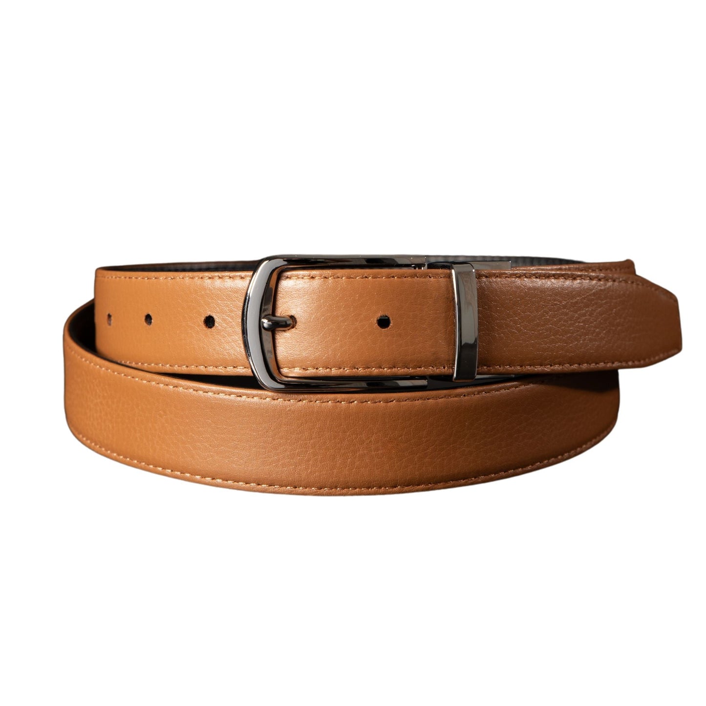 The Harvey Dent Belt - Extra Slim 30 mm Reversible Stitched Full-Grain Pebbled Leather Belt