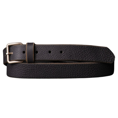 Kyomi- Black 100% Premium Leather Belt- Made in Canada