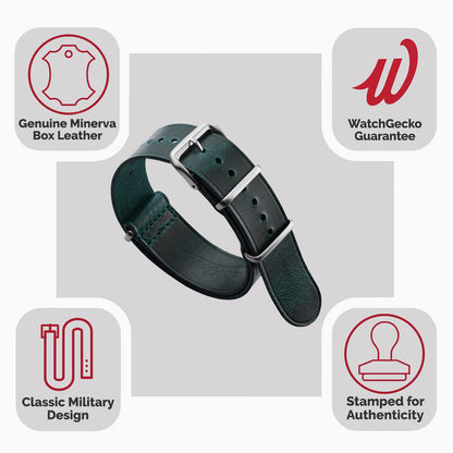 Cambridge Genuine Leather British Military Watch Strap - Vintage Teal