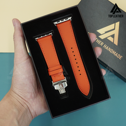 Watch Strap Epsom Leather for Apple Watch, Samsung Galaxy Watch, Mechanical Watch - Orange EP2203