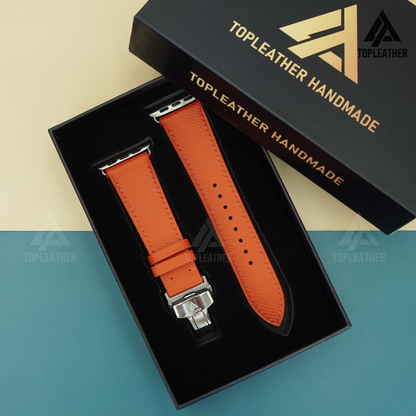 Watch Strap Epsom Leather for Apple Watch, Samsung Galaxy Watch, Mechanical Watch - Orange EP2203