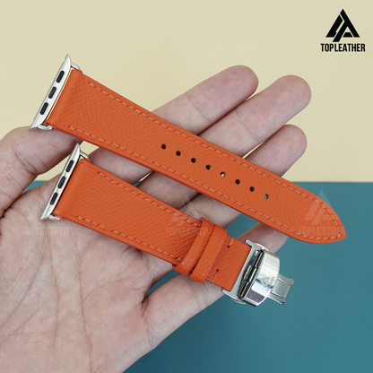 Watch Strap Epsom Leather for Apple Watch, Samsung Galaxy Watch, Mechanical Watch - Orange EP2203