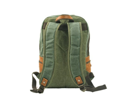Canvas Leather Rucksack Bag Grey, Green