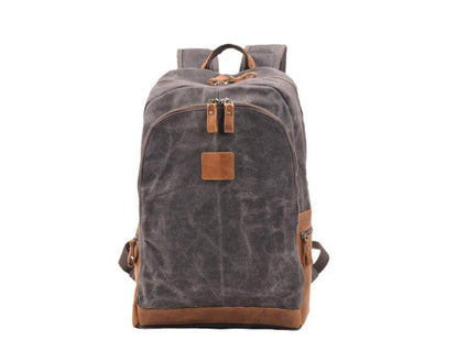 Canvas Leather Rucksack Bag Grey, Green