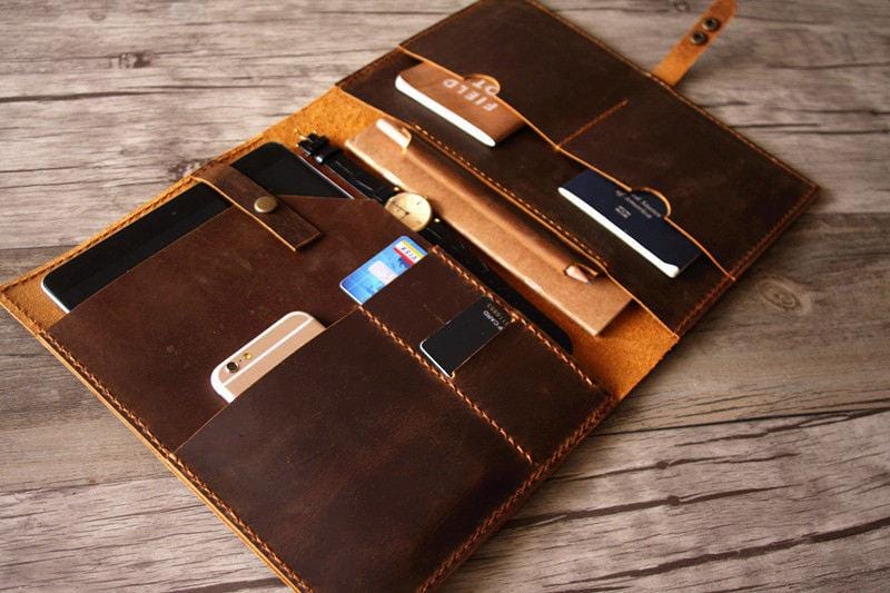 Personalized Leather iPad Pro 12.9 Sleeve Case