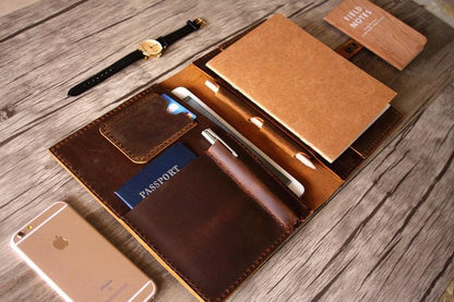 Rustic Engraved Designer Leather Portfolio Holder