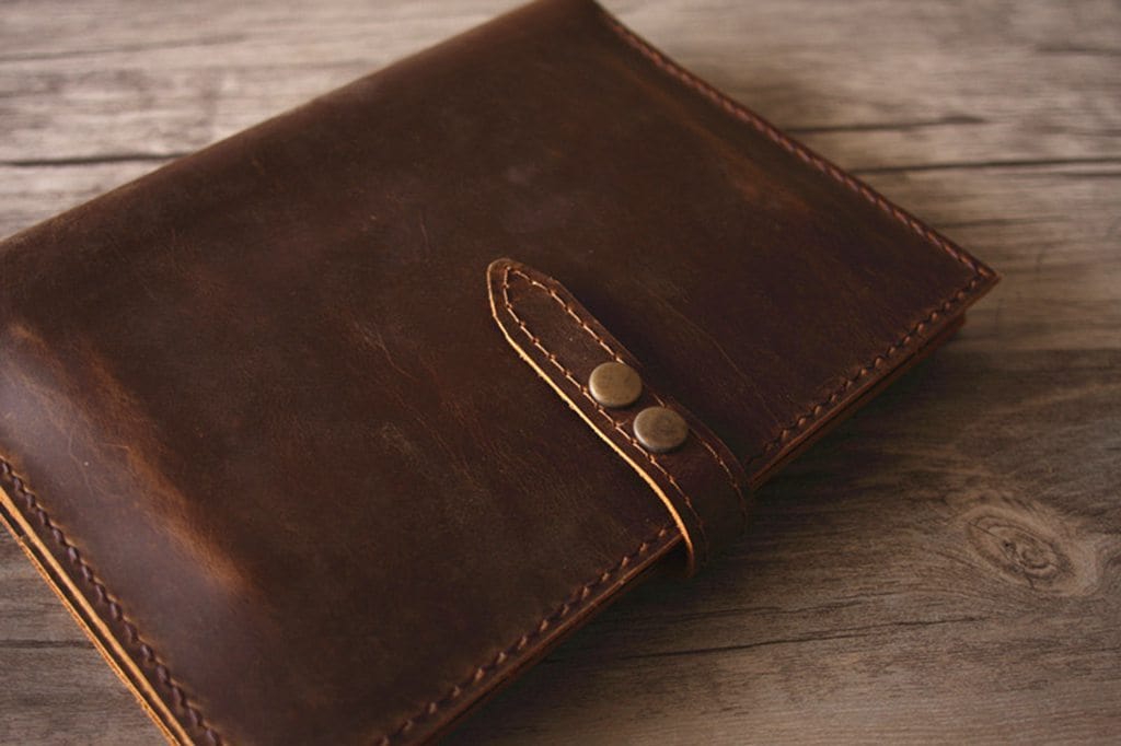 Handmade Brown Leather A5 Notebook Cover with Pen Holder