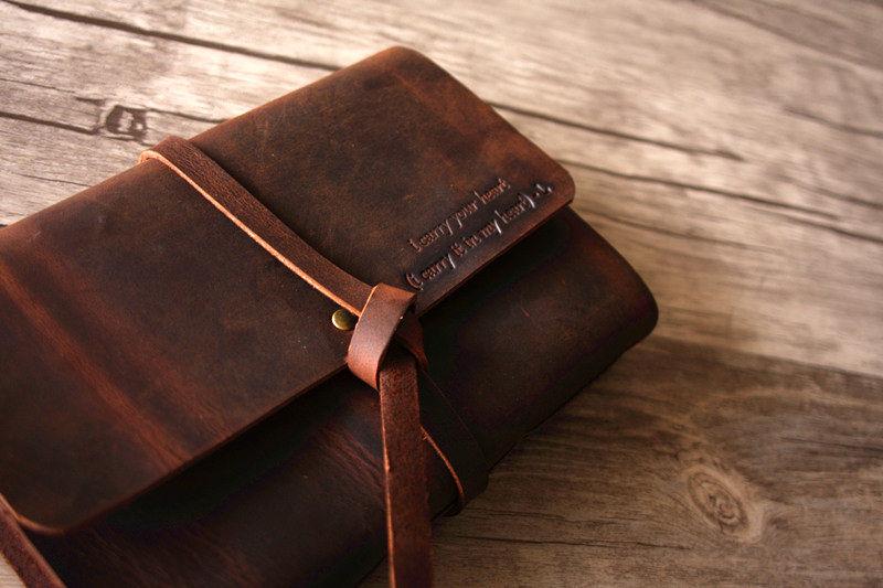 Dark Brown Blank Leather Notebook