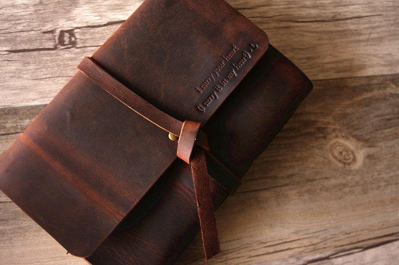 Dark Brown Blank Leather Notebook