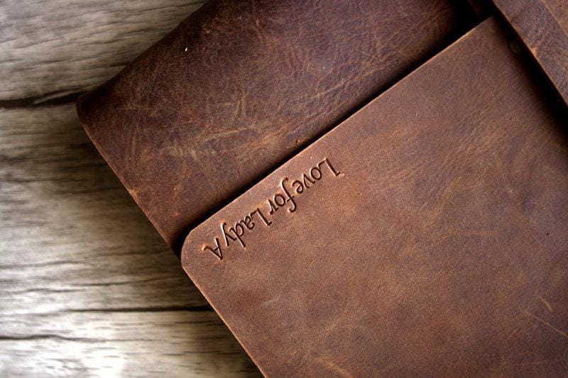 Personalized Dsitressed Leather Photo Albums 8X10 Memory Book