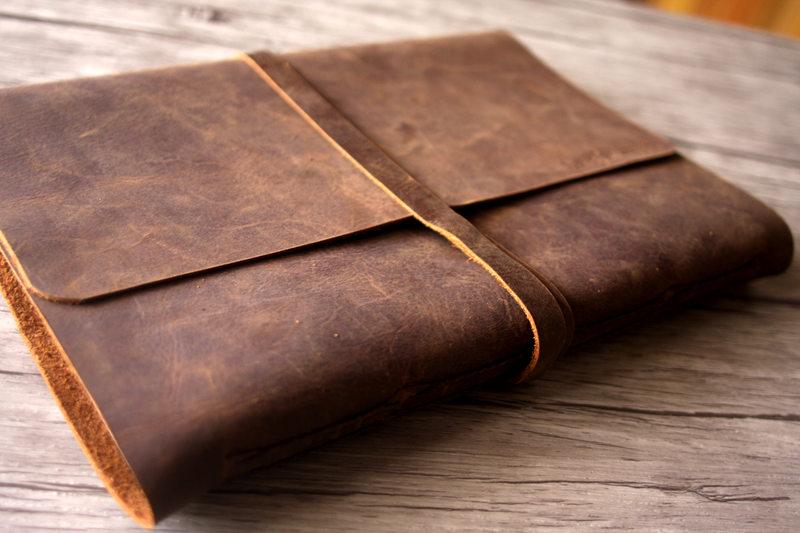 Personalized Dsitressed Leather Photo Albums 8X10 Memory Book