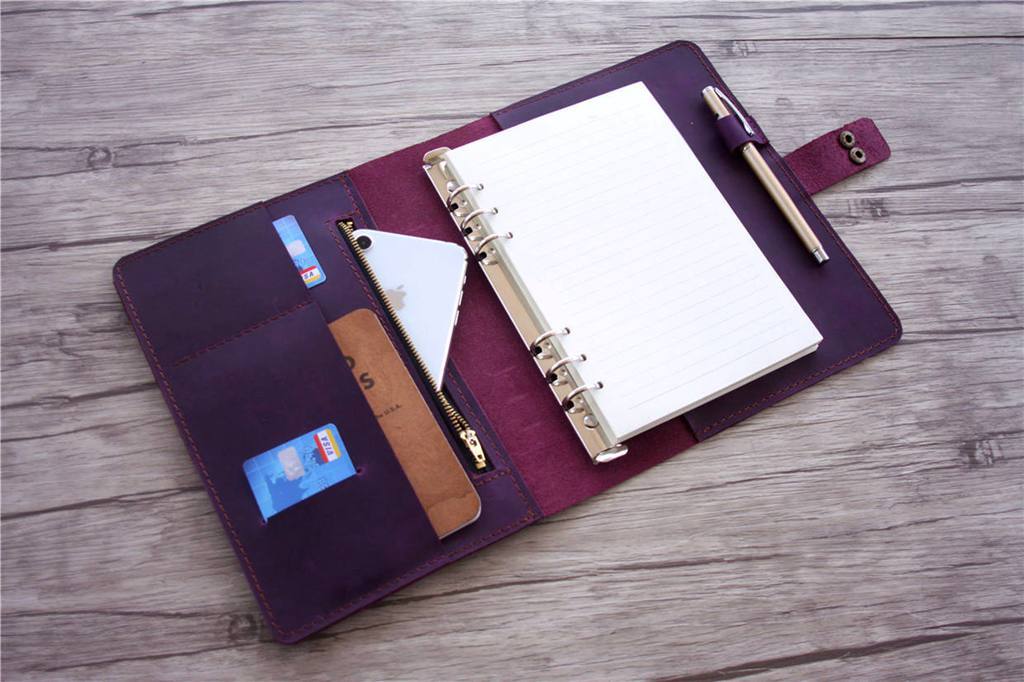 Custom Purple Leather Wedding Planner Bullet Journal