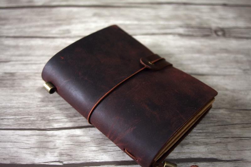 Personalized Rustic Leather Pocket Traveler's Notebook