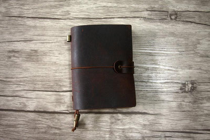 Personalized Rustic Leather Pocket Traveler's Notebook