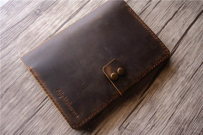 Personalized Brown Leather A5 Refillable Notebook Cover Holder
