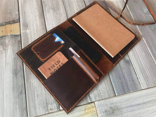 Personalized Leather Travel Refillable Journal Cover Holder