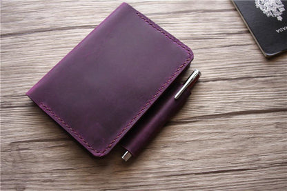 Personalized Womens Passport Holder Purple Leather Wallet