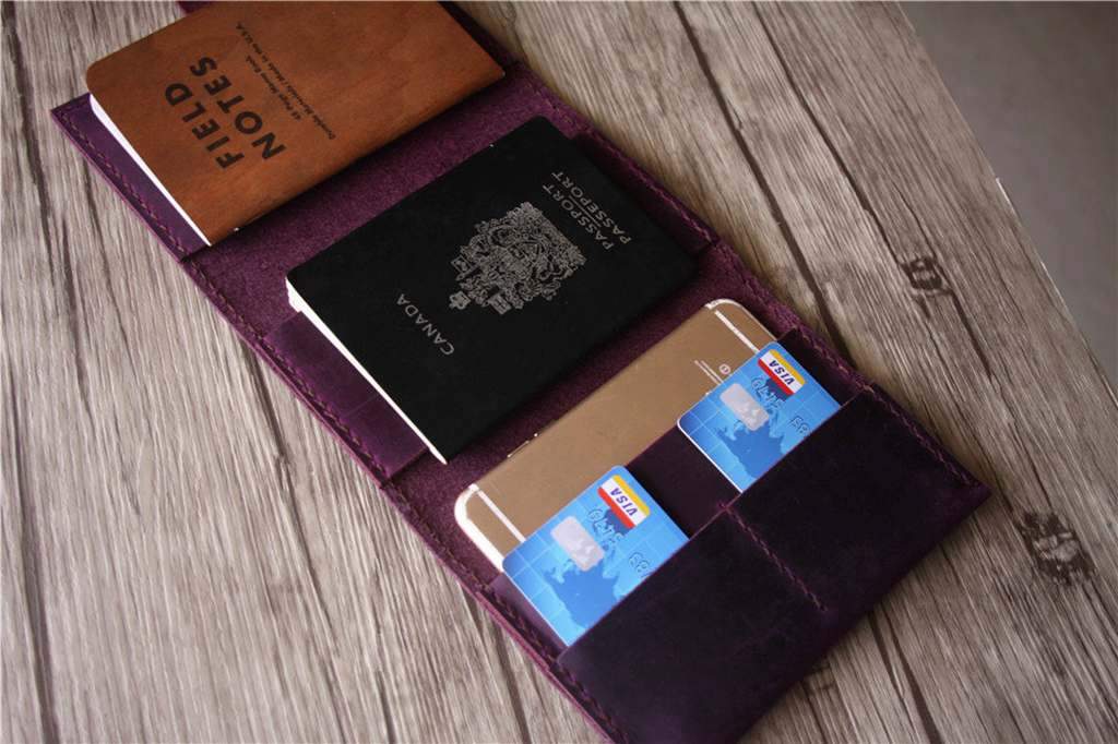 Custom Leather Travel Passport Wallet Holder