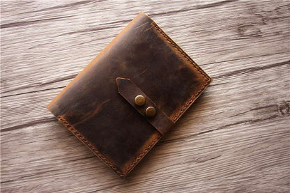Custom Brown Leather Passport Cover Notebook Wallet