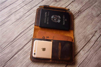 Personalized Passport Holder Leather Wallet